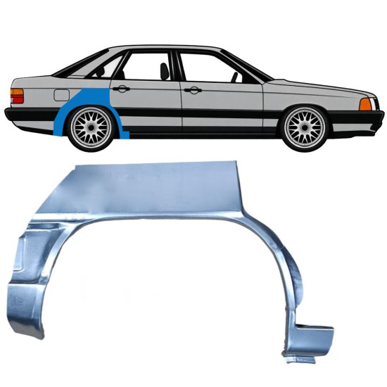 Panel de reparación guardabarros trasero para Audi 100 C3 1982-1990 / Derecho 7607