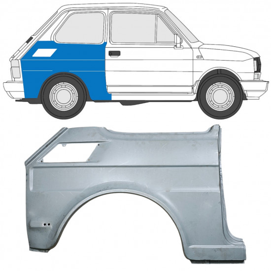 Panel de reparación guardabarros trasero para Fiat 126p 1985-1994 / Derecho 7584