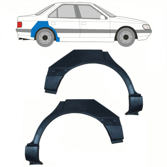 Panel de reparación guardabarros trasero para Peugeot 405 1987-1996 / Izquierda+Derecha / Conjunto 10783