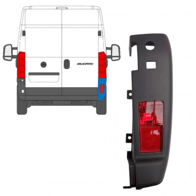 Esquina del parachoques trasero con lámpara para Fiat Ducato 2006-2018 / Derecho /  10077