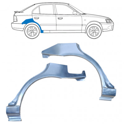 Panel de reparación guardabarros trasero para Hyundai Accent 2000-2006 / Izquierda+Derecha / Conjunto 9881