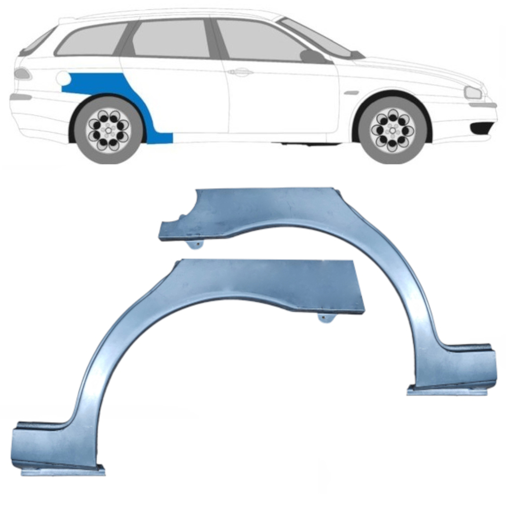 Panel de reparación guardabarros trasero para Alfa Romeo 156 1997-2005 / Izquierda+Derecha / Conjunto 9437