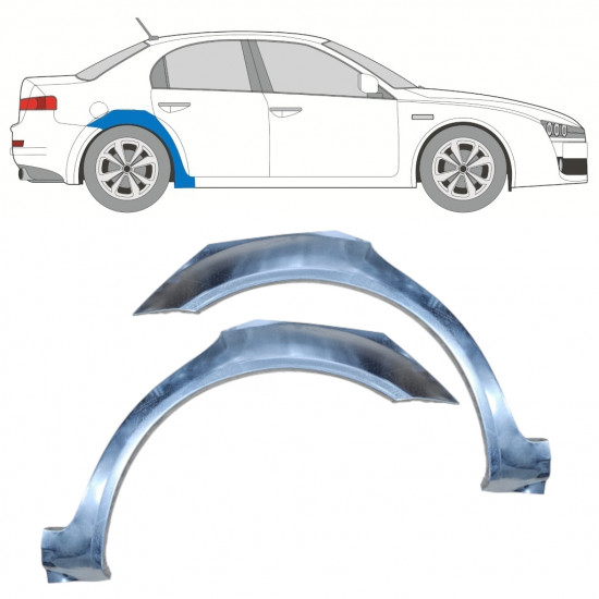 Panel de reparación guardabarros trasero para Alfa Romeo 159 2005-2012 / Izquierda+Derecha / Conjunto 9915