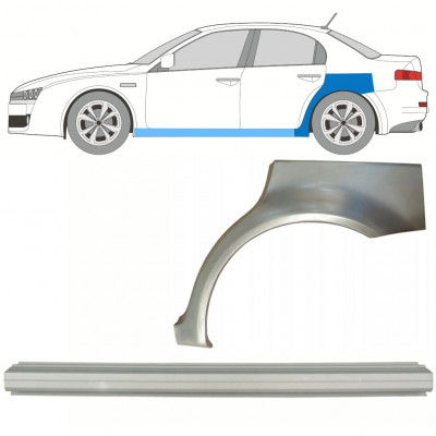 Panel de reparación del umbral + guardabarros trasero para Alfa Romeo 159 2005-2012 / Izquierda / Conjunto 10317