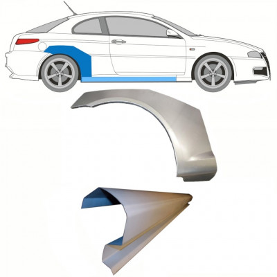 Panel de reparación del umbral + guardabarros trasero para Alfa Romeo Gt 2003-2010 / Derecho / Conjunto 8701