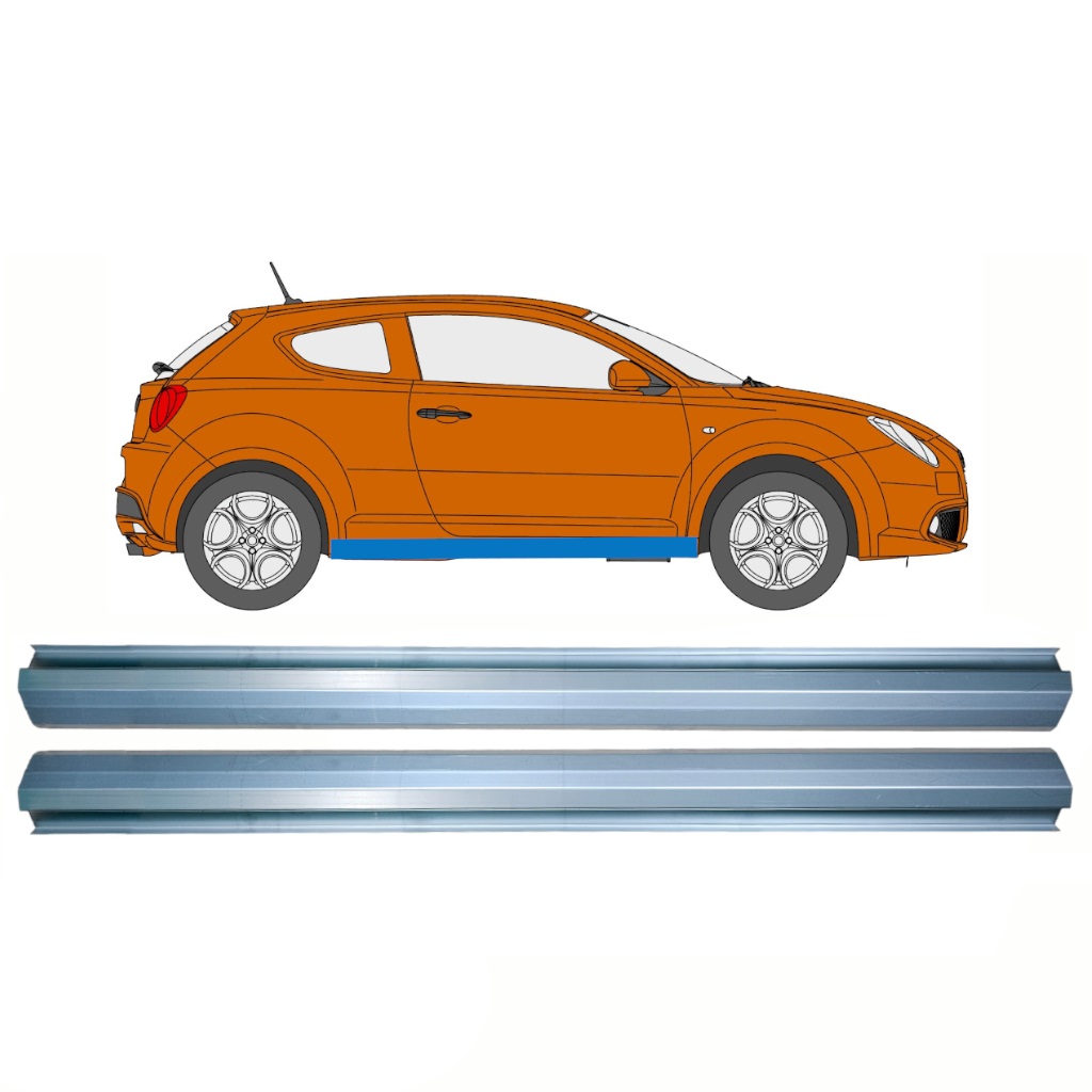 Panel De Reparación Del Umbral Para Alfa Romeo Mito 2008- / Izquierda = Derecha (Simétrico) / Conjunto 10708
