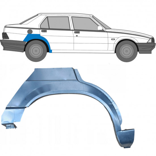 Panel de reparación guardabarros trasero para Alfa Romeo 75 1985-1992 / Derecho 7015