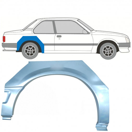 Panel de reparación guardabarros trasero para Opel Ascona C / Vauxhall Cavalier 1981-1988 / Derecho 7291