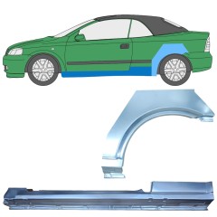 Panel de reparación del umbral + guardabarros trasero para Opel Astra G 1998-2009 / Izquierda / COUPE / CABRIO / Conjunto 12593