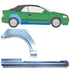 Panel de reparación del umbral + guardabarros trasero para Opel Astra G 1998-2009 / Derecho / COUPE / CABRIO / Conjunto 12592
