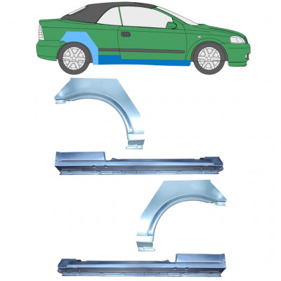 Panel de reparación del umbral + guardabarros trasero para Opel Astra G 2001-2006 CABRIO / Conjunto 12594