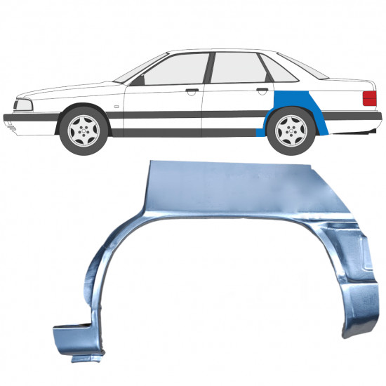 Panel de reparación guardabarros trasero para Audi 100 C3 1982-1991 / Izquierda 7608