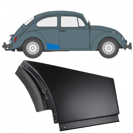 Panel de reparación guardabarros trasero grande para Volkswagen Kaefer 1947-1985 / Derecho 12743