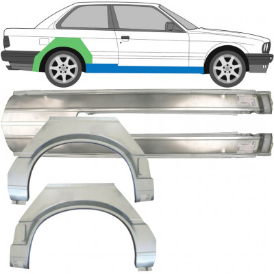 Panel de reparación del umbral + guardabarros trasero para BMW 3 E30 1987-1994 / Izquierda+Derecha / Conjunto 9518