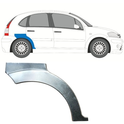 Panel de reparación guardabarros trasero para Citroen C3 2002-2010 / Derecho 14767