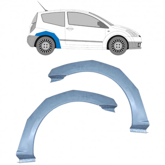 Panel de reparación guardabarros trasero para Citroen C2 2003-2009 / Conjunto 11385