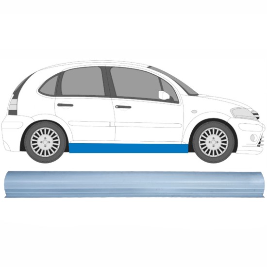 Panel de reparación umbral parte inferior para Citroen C3 2002-2010 / Izquierda = Derecha (simétrico) 16121