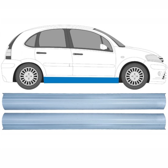 Panel de reparación umbral parte inferior para Citroen C3 2002-2010 / Izquierda+Derecha / Conjunto 16122