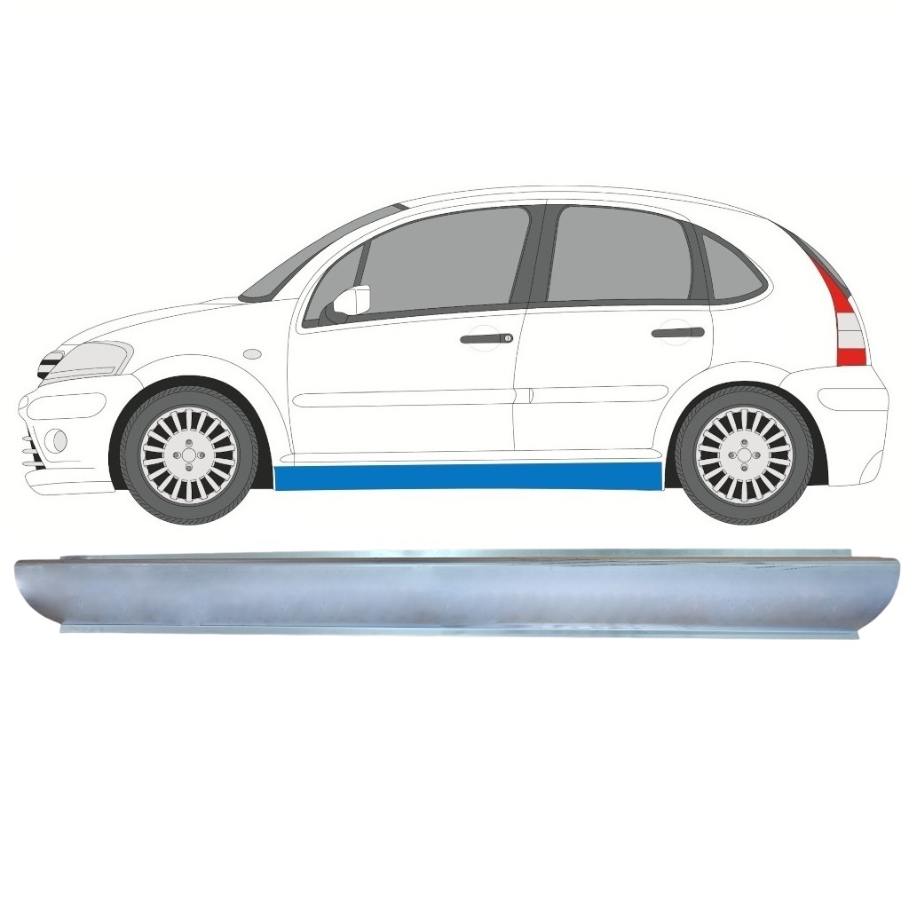 Panel De Reparación Del Umbral Para Citroen C3 2002-2010 / Izquierda 10898