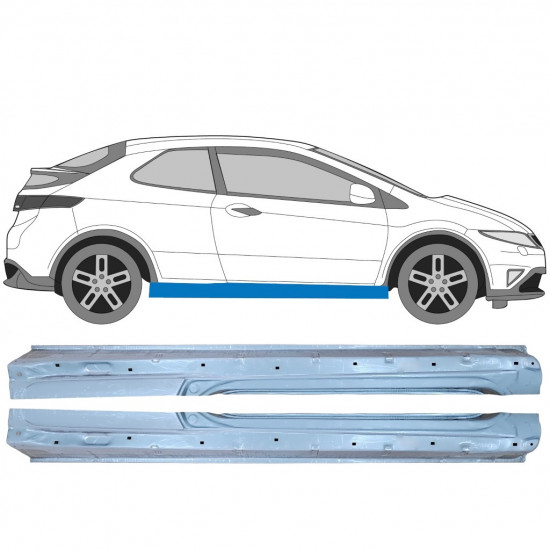 Panel de reparación del umbral para Honda Civic 2005-2011 / Izquierda+Derecha / Conjunto 10093