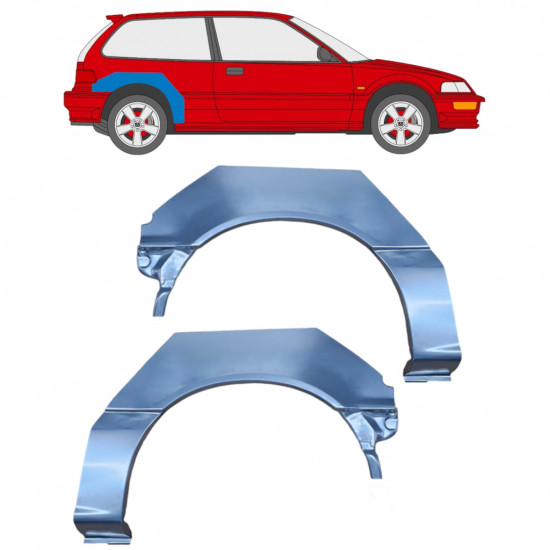 Panel de reparación guardabarros trasero para Honda Civic 1987-1991 / Izquierda+Derecha / Conjunto 10612