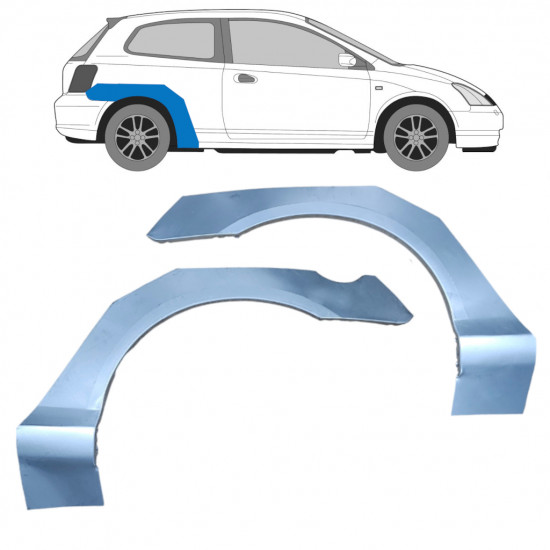 Panel de reparación guardabarros trasero para Honda Civic 2001-2005 / Izquierda+Derecha / Conjunto 9665