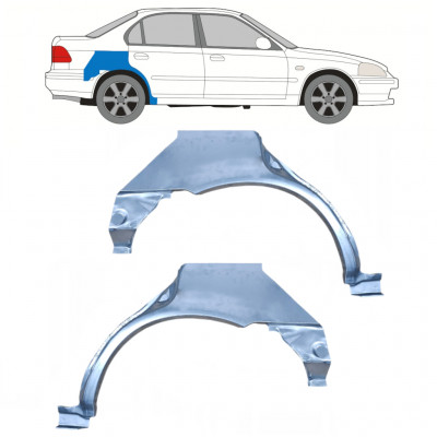 Panel de reparación guardabarros trasero para Honda Civic 1995-2001 / Izquierda+Derecha / Conjunto 9801