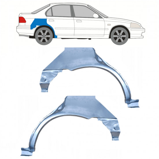 Panel de reparación guardabarros trasero para Honda Civic 1995-2001 / Izquierda+Derecha / Conjunto 9801