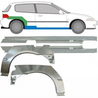 Panel de reparación del umbral + guardabarros trasero para Honda Civic 1991-1995 / Izquierda+Derecha / Conjunto 9539