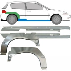 Panel de reparación del umbral + guardabarros trasero para Honda Civic 1991-1995 / Izquierda+Derecha / Conjunto 9539