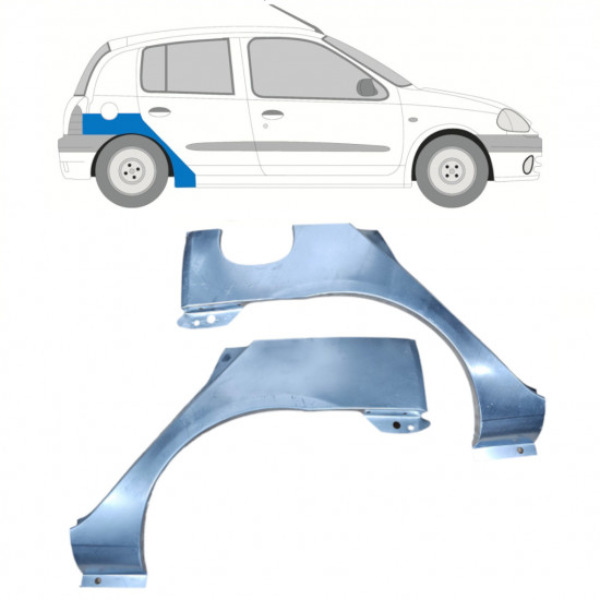 Panel de reparación guardabarros trasero para Renault Clio 1998-2012 / Izquierda+Derecha / Conjunto 9682