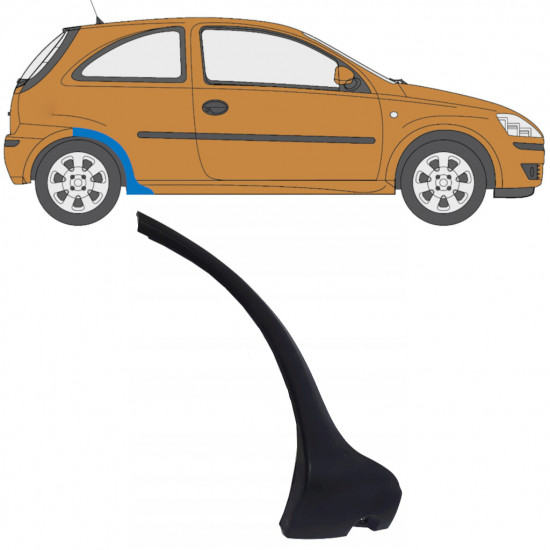 Moldura lateral guardabarros trasero para Opel Corsa 2003-2010 / Derecho 11705