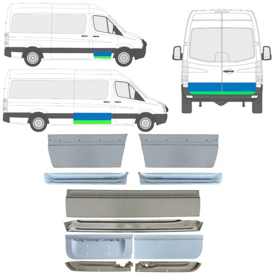 Panel de reparación puerta interna + externa para Volkswagen Crafter 2005-2017 / Izquierda+Derecha / Conjunto 14493