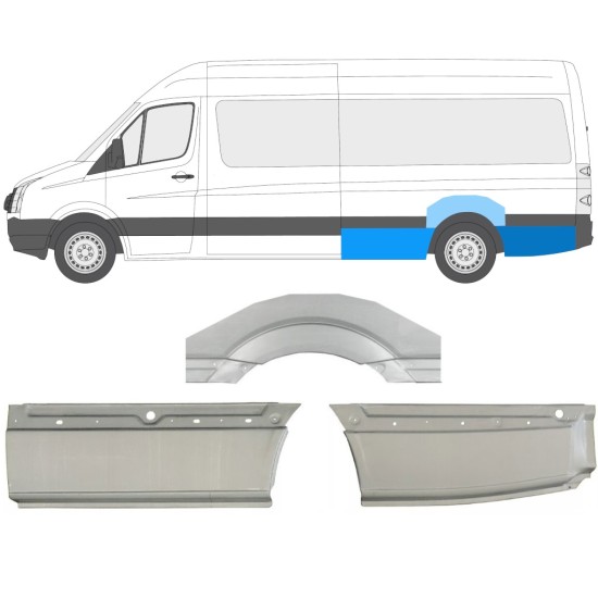 Panel de reparación guardabarros trasero para Volkswagen Crafter 2005-2017 / Izquierda / Conjunto 13944