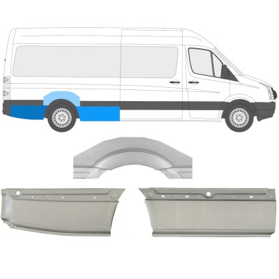 Panel de reparación guardabarros trasero para Volkswagen Crafter 2005-2017 / Derecho / Conjunto 13943