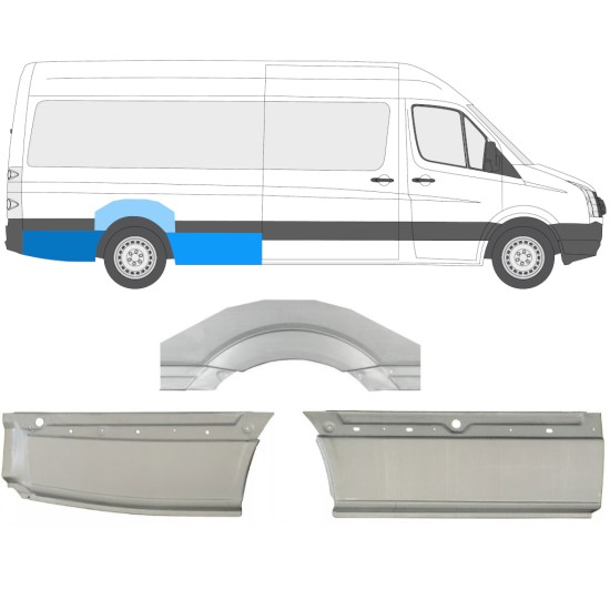 Panel de reparación guardabarros trasero para Volkswagen Crafter 2005-2017 / Derecho / Conjunto 13943