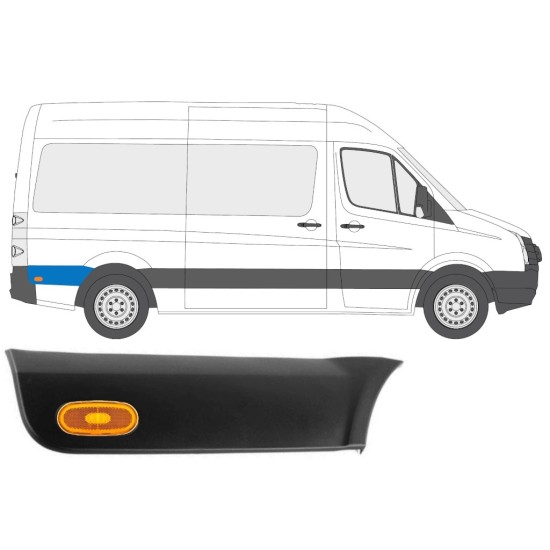 Moldura lateral guardabarros trasero con lámpara para Volkswagen Crafter 2005-2017 / Derecho / Conjunto 14150