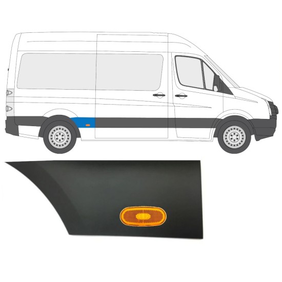 Moldura lateral guardabarros trasero con lámpara para Volkswagen Crafter 2005-2017 / Derecho / Conjunto 14088