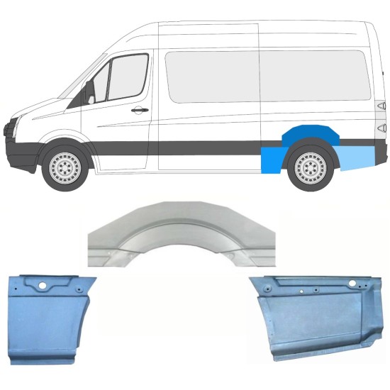 Panel de reparación guardabarros trasero para Volkswagen Crafter 2005-2017 / Izquierda / Conjunto 13942