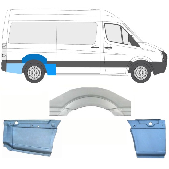 Panel de reparación guardabarros trasero para Volkswagen Crafter 2005-2017 / Derecho / Conjunto 13941
