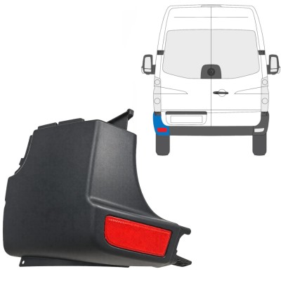 Esquina del parachoques trasero + lámpara reflectora para Volkswagen Crafter 2005-2017 / Izquierda / Conjunto 15552