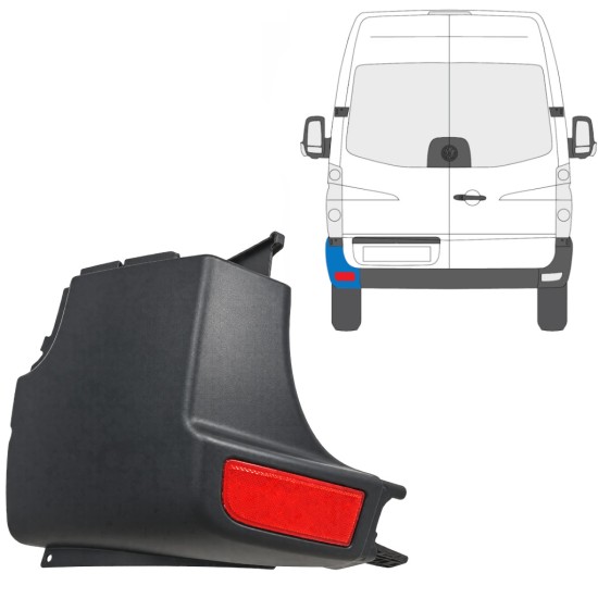 Esquina del parachoques trasero + lámpara reflectora para Volkswagen Crafter 2005-2017 / Izquierda / Conjunto 15552