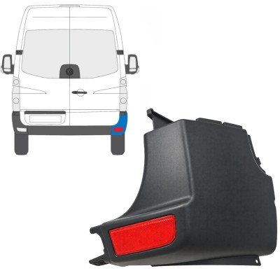 Esquina del parachoques trasero + lámpara reflectora para Volkswagen Crafter 2005-2017 / Derecho / Conjunto 15553