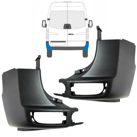 Esquina parachoques trasero para Volkswagen Crafter 2005-2017 / Izquierda+Derecha / Conjunto 15549