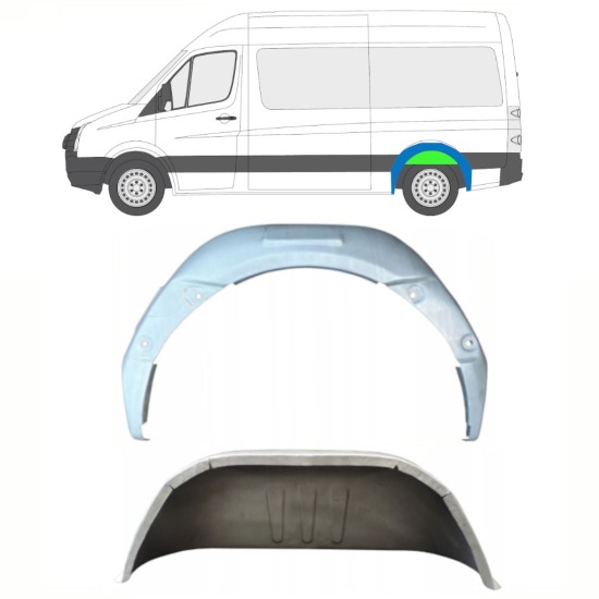 Panel de reparación guardabarros trasero interno para Volkswagen Crafter 2005-2017 / Izquierda / Conjunto 14322