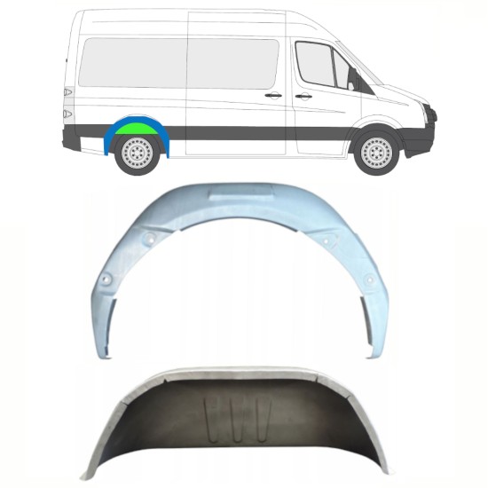 Panel de reparación guardabarros trasero interno para Volkswagen Crafter 2005-2017 / Derecho / Conjunto 14321