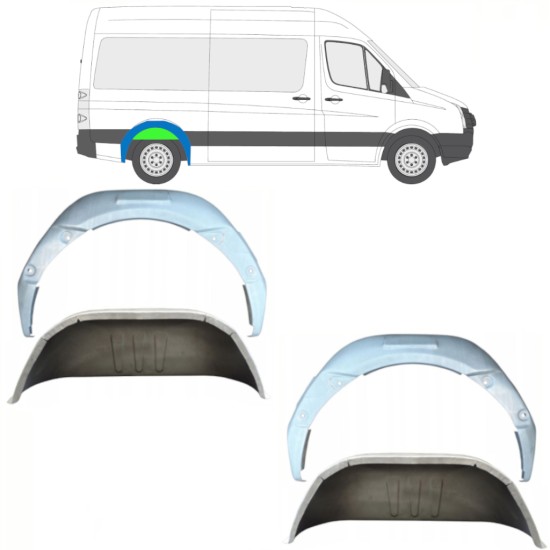 Panel de reparación guardabarros trasero interno para Volkswagen Crafter 2005-2017 / Conjunto 14498