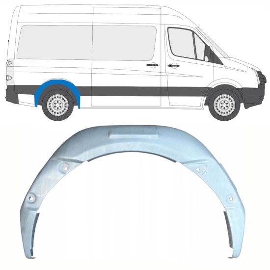 Panel de reparación guardabarros trasero interno para Volkswagen Crafter 2005-2017 / Derecho 13897
