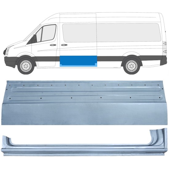 Panel de reparación puerta corredera + Panel de reparación umbral para Volkswagen Crafter 2005-2017 / Izquierda / Conjunto 14318