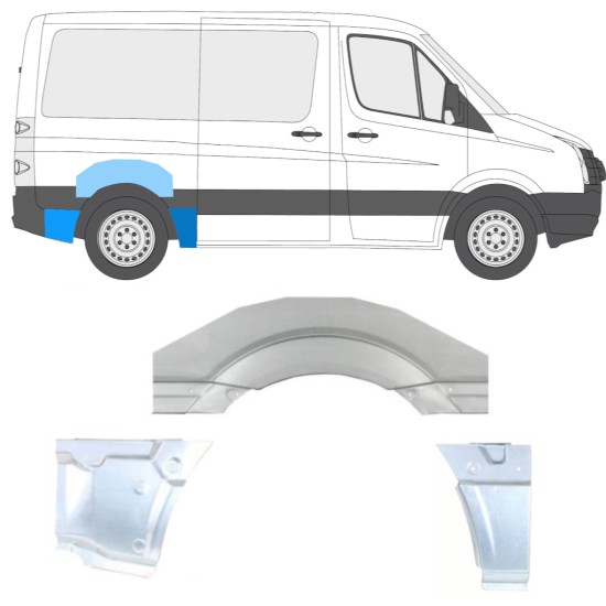 Panel de reparación guardabarros trasero para Volkswagen Crafter 2005-2017 / Derecho / Conjunto 14204
